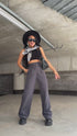 TRENDY, classic pants with buttons - DARK GRAY